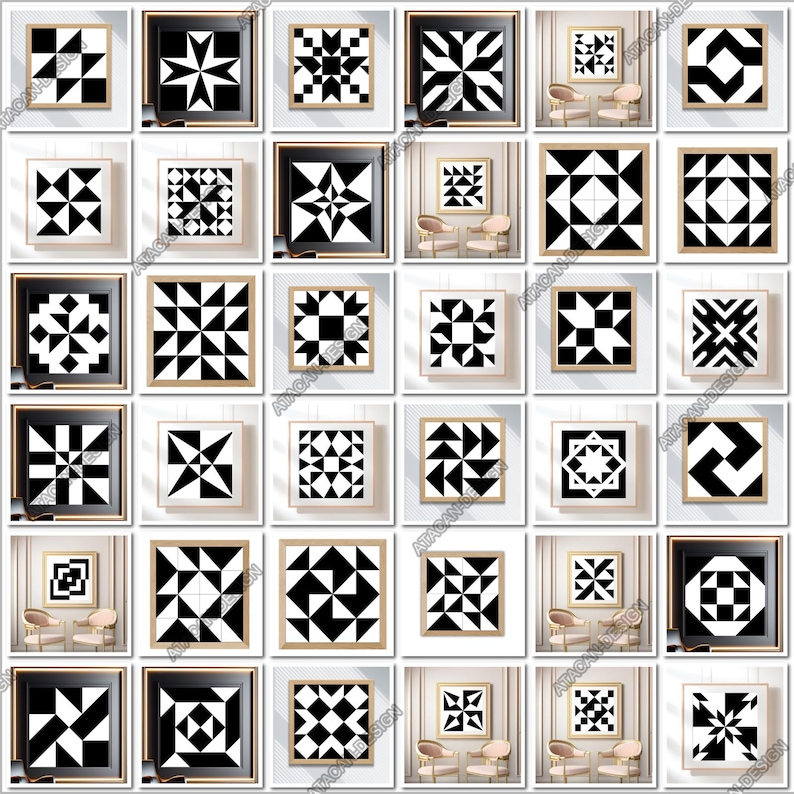 Barn Quilt Mega Bundle - Huge Geometric Farmhouse Patterns - Quilt ...