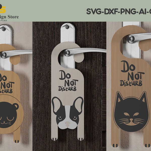 Ne pas déranger les enseignes de chat de chien / Panneau d’avertissement de poignée de porte d’animal / Poignées de porte de chambre suspendues 269