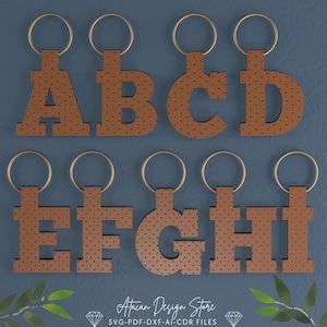 Alphabet Key Fob SVG | Faux Leather Keychain Template | All Letter Bag Tag Cut File for Cricut Silhouette & More 690