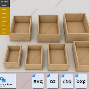 Laser Cut Box Bundle - 1/4 Zoll Holzbox Vorlagen für DIY Projekte 490