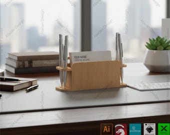 Laser Cut Wooden Business Card Holder - Desk Organizer Accessories 483