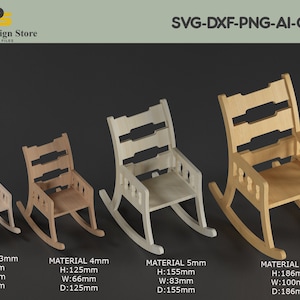 Schommelstoel Houtbewerking Plan / Miniatuur Schommelstoel voor Vector / Laser gesneden Sjablonen 281