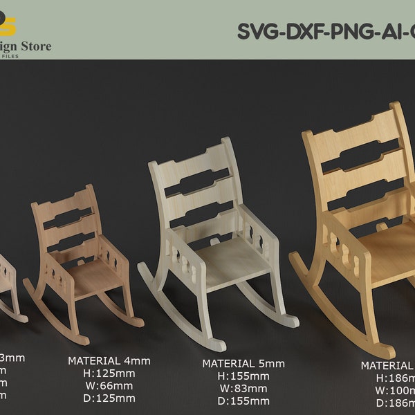 Rocking Chair Woodworking Plan / Miniature Rocking Chair for Vector / Laser cut Templates 281