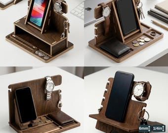 Wood Docking Station / Desk Organizer Phone Stand / Watch Holder / Father's Day Gift 947