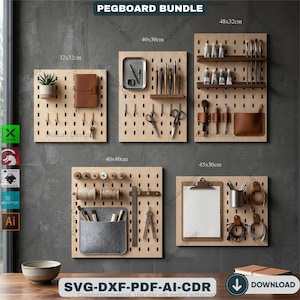 PegBoard 20 olika storlekar / kompatibel med Ikeas Pegboard-tillbehör svg-klippmallar 940