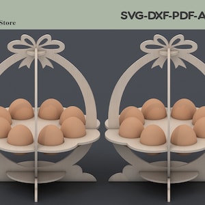 Archivo de corte láser para soporte de huevos / Modelo láser para soporte de huevos / Archivos de corte vectorial para canasta de Pascua / Archivos de corte Glowforge ADS157