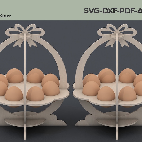 Egg Stand archivo de corte láser / Egg Holder Laser Model / Easter Basket archivos de corte vectorial / Glowforge archivos de corte ADS157