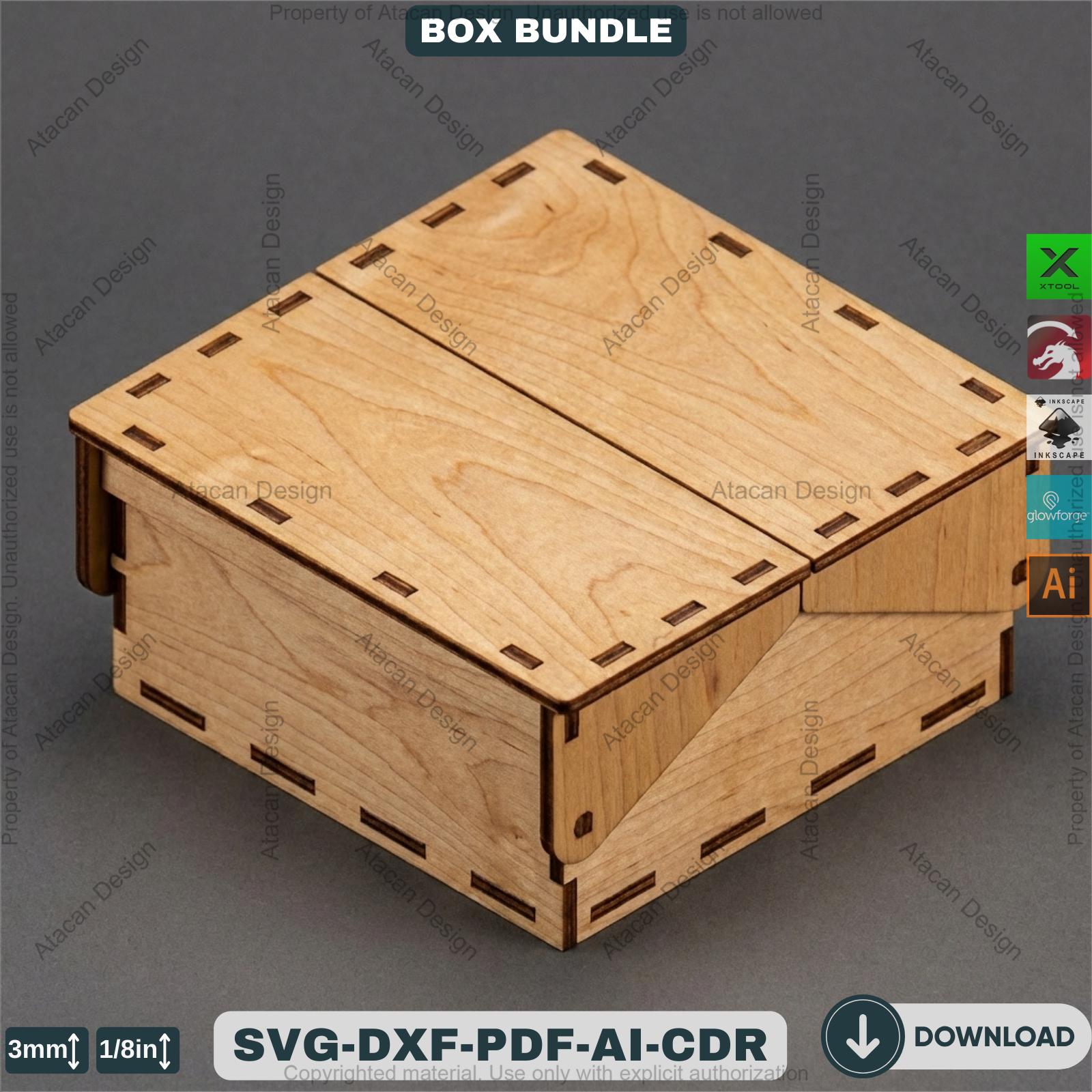 Laser Cut Wooden Storage Box Bundle Pattern Hinged Lid Keepsake ...