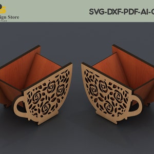 Collana con ciondolo a forma di tazza da tè 3D, elegante