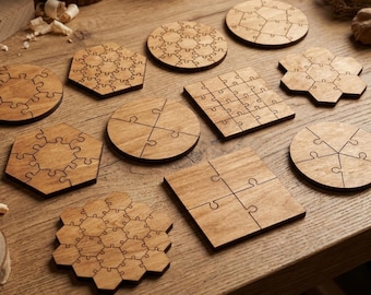 Wooden Puzzle Templates Bundle / Jigsaw Puzzles / DIY Personalized Gift Ideas Geometric Patterns 732