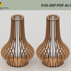 Multiplex bloemenvaas vectorbestand / Glowforge vaasontwerp / lasergesneden roze bloemenstandaard svg-bestanden ADS163