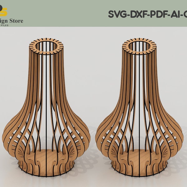 Plywood flower vase vector file / Vase Glowforge Design / Laser cut rose flower stand svg files ADS163