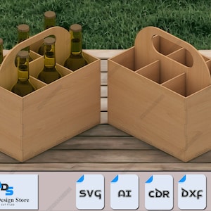 DIY houten bierkrat - lasergesneden sjabloon voor frisdrank- en bierhouder 494
