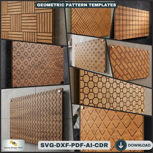 Plantillas de patrones geométricos para corte láser de paneles de madera, paquete de decoración de arte mural 262