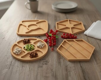 Paquete SVG de bandeja de servicio cortada a láser, 4 diseños geométricos para Glowforge, plano de tabla de charcutería CNC, archivos de carpintería para plato de aperitivos moderno (528)
