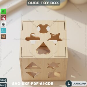 木製シェイプソーティングボックス - 幼児の発達のためのレーザーカットパズル 537 画像 3