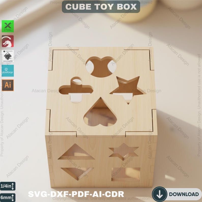 木製シェイプソーティングボックス - 幼児の発達のためのレーザーカットパズル 537 画像 3