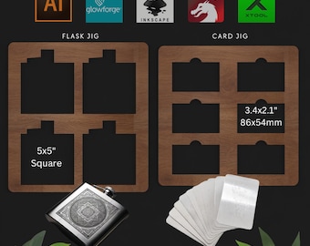 Laser Engraving Flask & Card Jig Template - Perfect for Glowforge, XTool, Inkscape 699