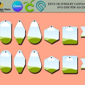 Keychain Templates for Canva / Keychain Canva Frames / Easy Drag and Drop Designs  SVG DXF Ai CDR 329