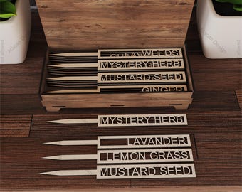 レーザーカットガーデンマーカー - ハーブ＆野菜ラベル - ガーデニング愛好家に最適、ガーデンプラントマーカー、カスタマイズ可能なガーデンラベル 815