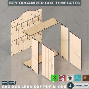 Laser Cut Key Organizer Box, 2 Stylish Designs! DIY Wall Key Holder ...