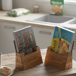 Strakke houten folderhouders lasergesneden bestanden - aanpasbare brochure- en folderdisplay 397