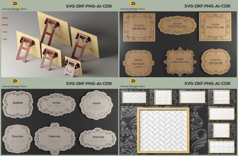 Bundle of Vector Cutting Files for Laser Cutting Machines / Dxf Svg Cdr Ai cut files 286 image 1