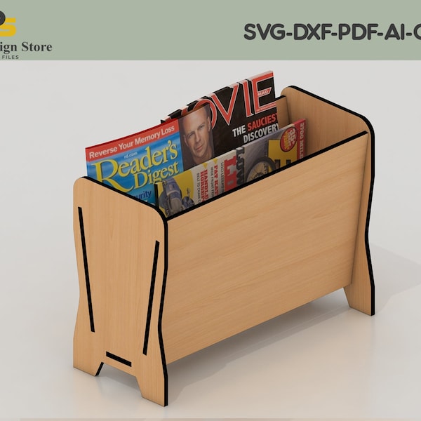 Zeitschriftenständer aus Holz / Zeitschriftenständer / Zeitungsorganizer für Laserschneiden ADS169