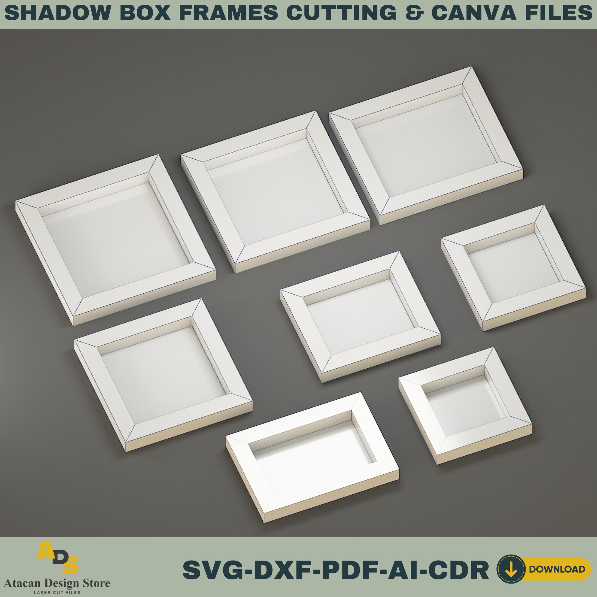 Shadowboxes Size Shadow Box Frame Cutting Template Set | 8 Sizes Svg, DXF, PDF, Ai, CDR ...
