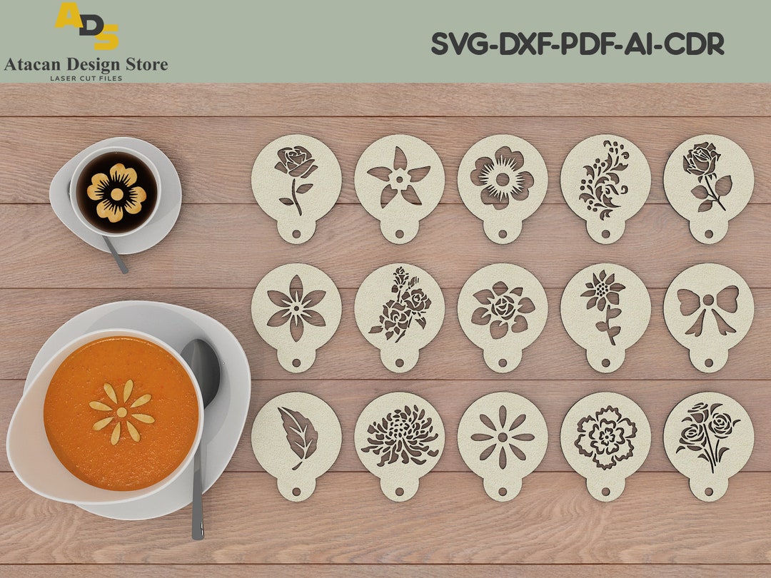 Coffee Stencils / Latte Art / Digital Laser Files / Stencils Etsy