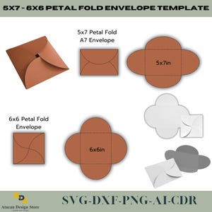 Petal Fold Envelope Digital Templates for 5x7 and 6x6 Invitations Easy-to-use for DIY Projects ...