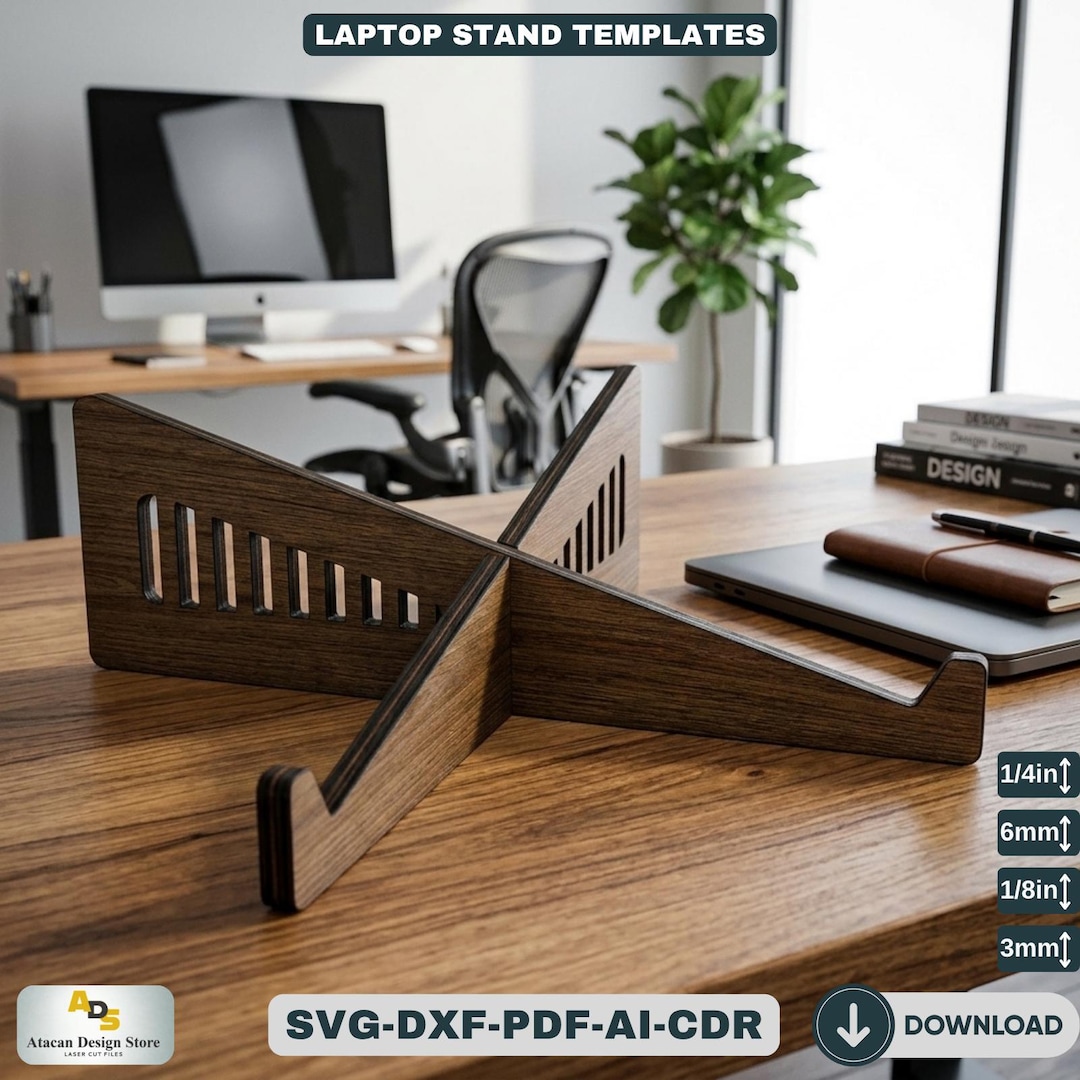 Wooden Laptop Stand Template / DIY Desk Organizer / Personalized ...