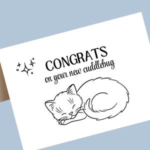 Félicitations pour votre nouvelle carte chat, vos nouvelles cartes chat, vos nouvelles cartes chaton ou chat, félicitations pour votre nouvelle carte de voeux chat, carte imprimable