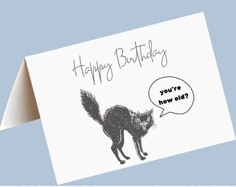 Printable Birthday Card From The Cat cat lovers card, happy birthday card cat, cat birthday card printable, cat greeting card, cat card, pdf