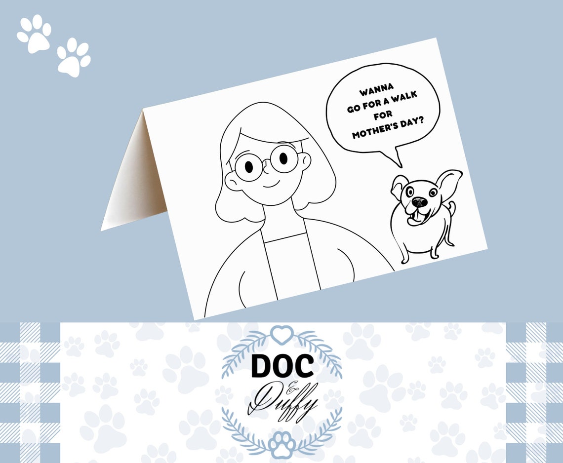 Dog Card for Mother's Day Printable Happy Mother's - Etsy