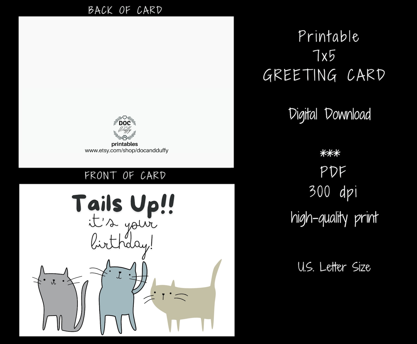 Cat Birthday Card Pdf, Birthday Card for Mom, Cat Lovers Birthday Card ...