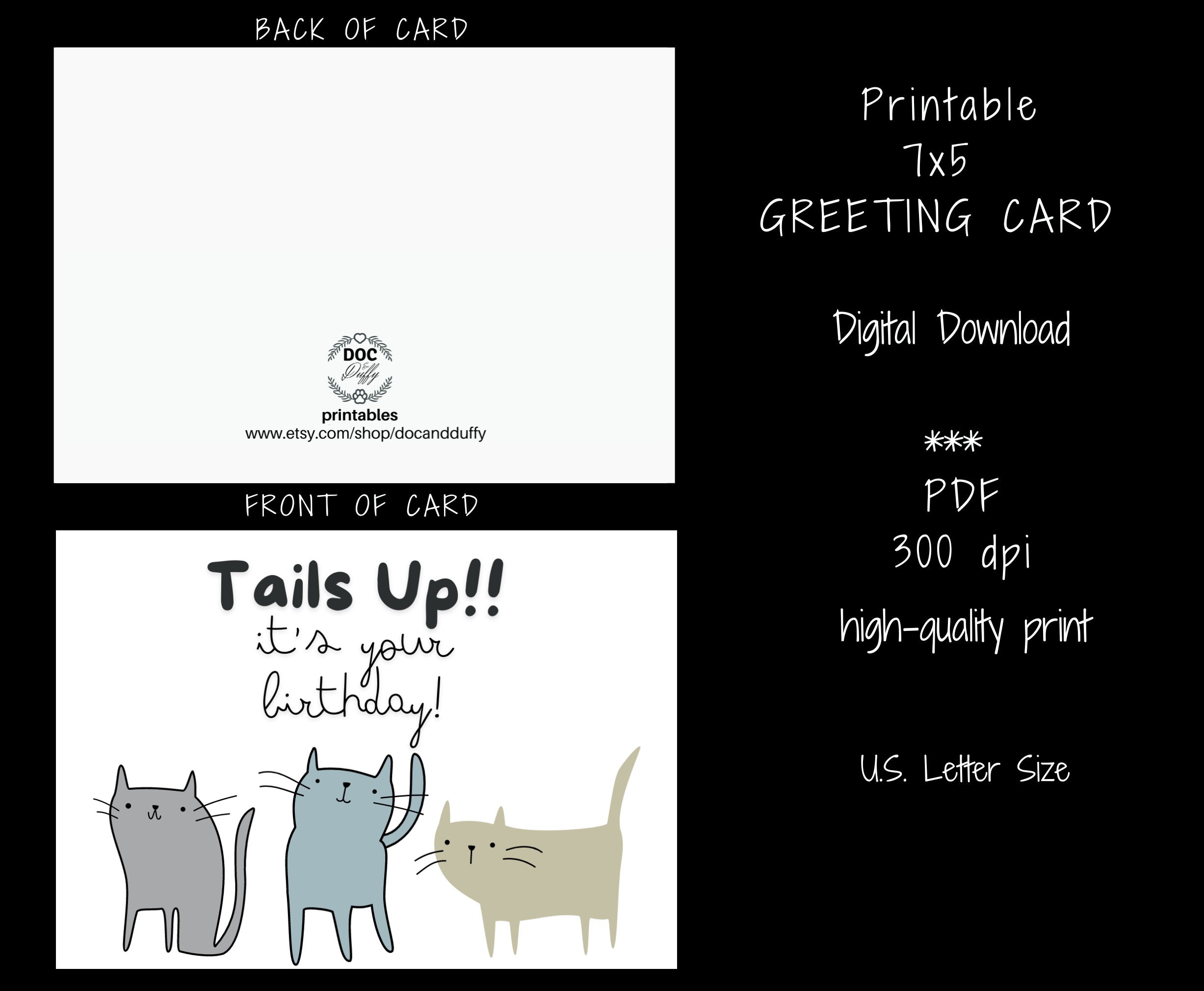 Cat Birthday Card Pdf, Birthday Card for Mom, Cat Lovers Birthday Card ...