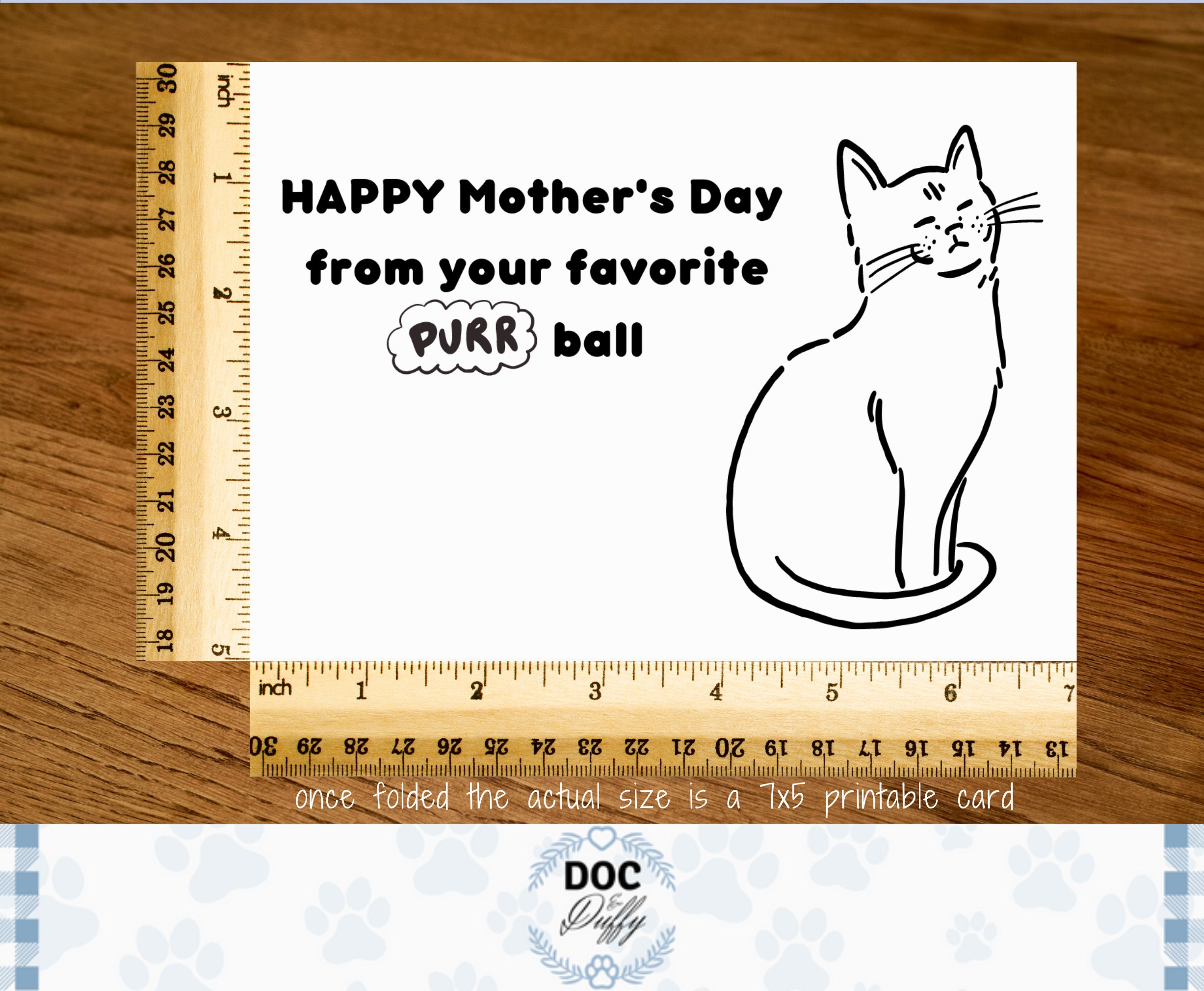 Printable Mother's Day Cat Card, Mothers Day Card for Cat Mom ...