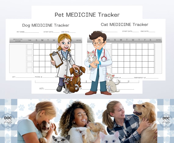 Printable Pet Medicine Tracker, Dog Medication Tracker, Cat Medication Chart, Vet Medicine Log, Pet Medication Tracking, Med Tracker, PDF