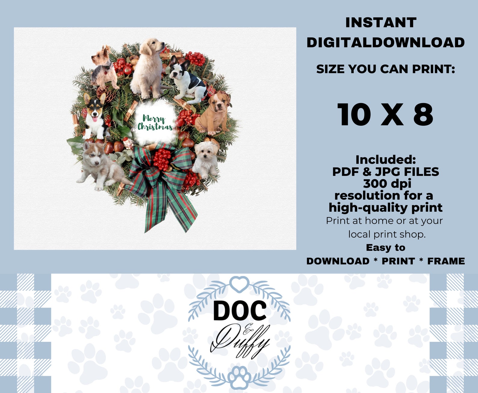 Christmas Gift for Dog Lovers, Christmas Decor, Animal Lovers Holiday