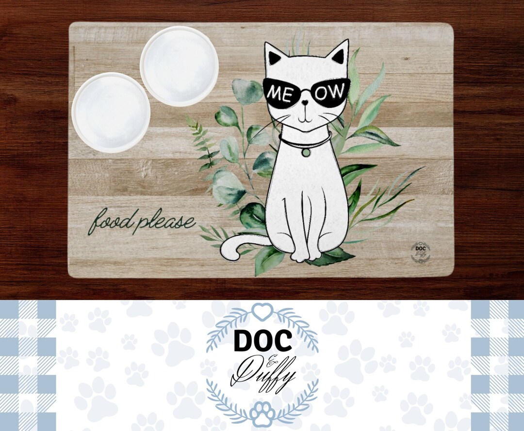 Cat Bowl Mat, Cat Food Mat for Feline Food and Water Dish, Pad Under Cat Dish, Cat Feeding Mat