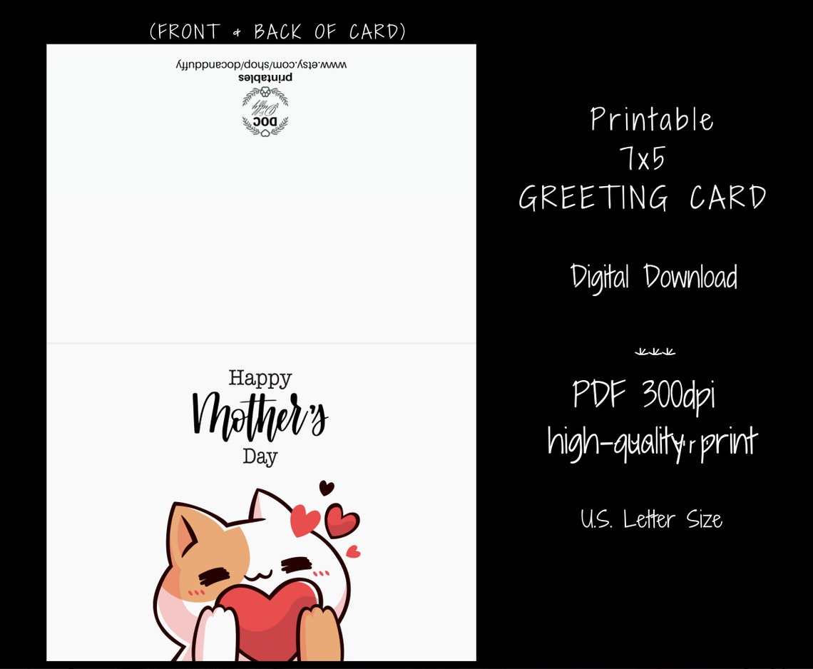 Happy Mother's Day From the Cat Card, Printable Mothers Day Greeting ...