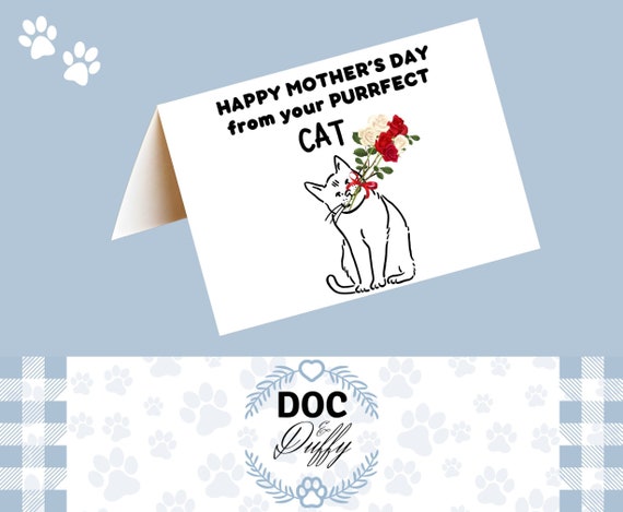 Mother's Day Card from the cat, printable mothers day greeting card, cat mom or kitten owner card for mother's day printable cards cats, pdf
