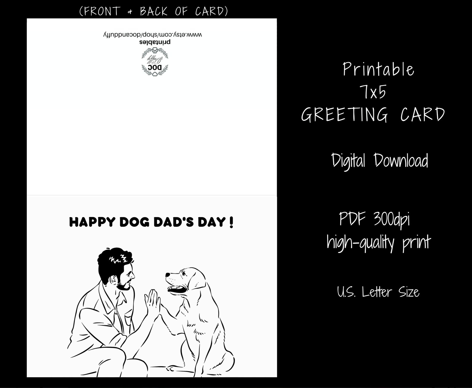 Printable Happy Dog Dad's Day Card, Printable Fathers Day Greeting ...