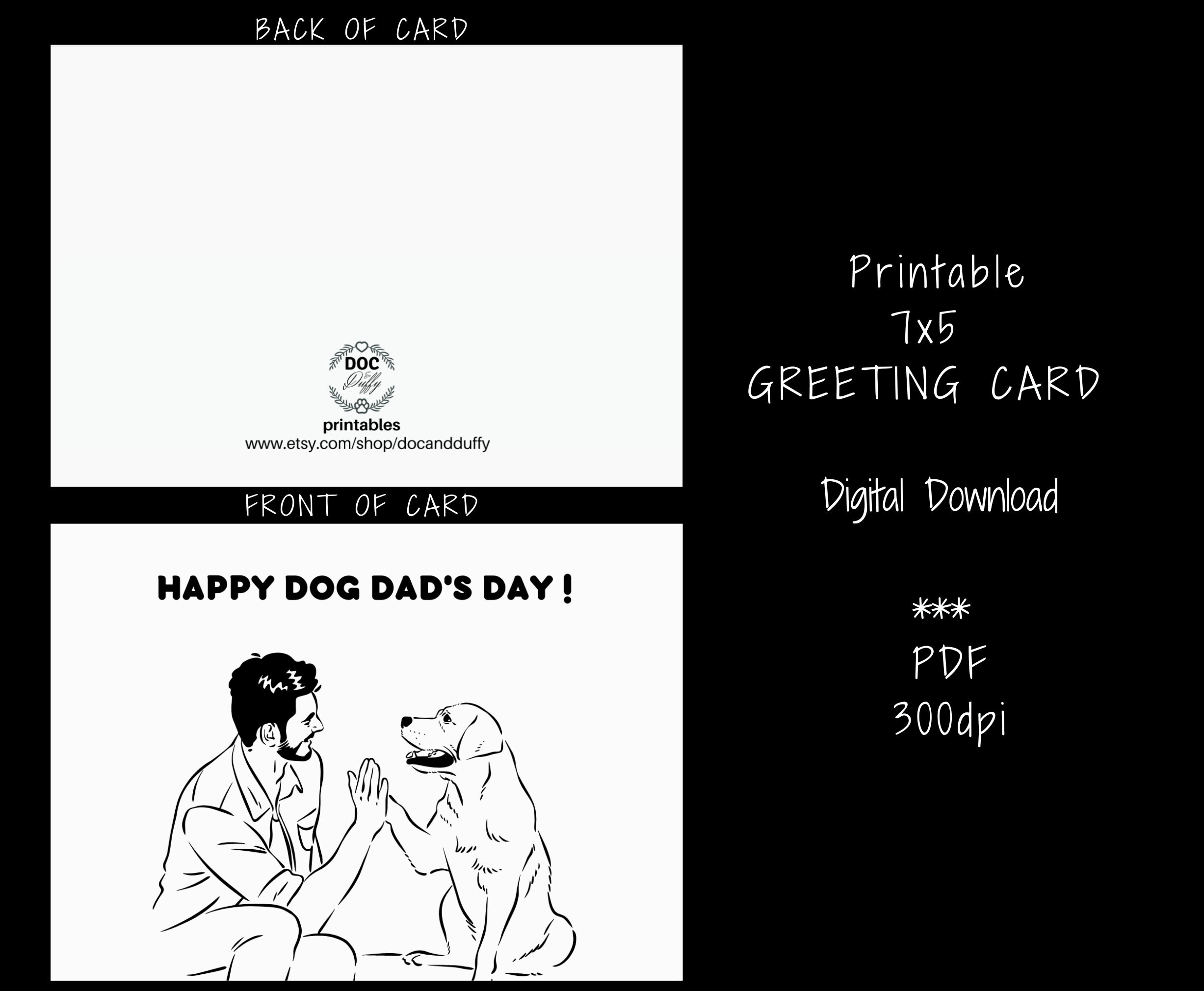 Printable Happy Dog Dad's Day Card, Printable Fathers Day Greeting ...