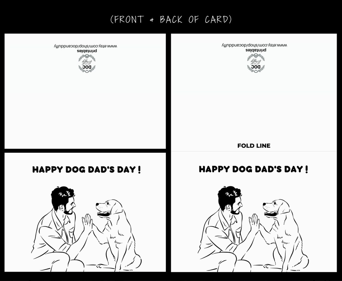 Printable Happy Dog Dad's Day Card, Printable Fathers Day Greeting ...