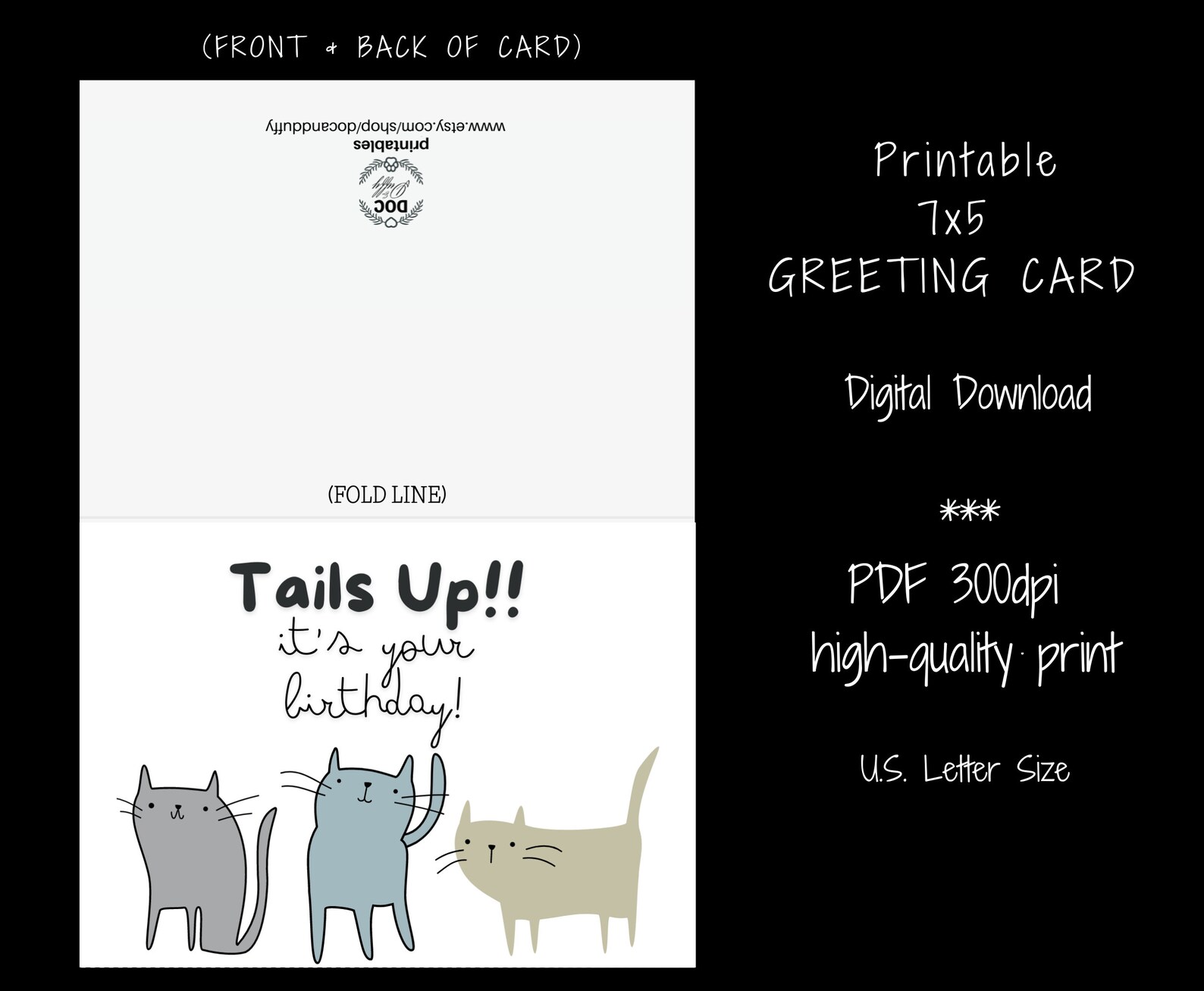 Cat Birthday Card Pdf, Birthday Card for Mom, Cat Lovers Birthday Card ...