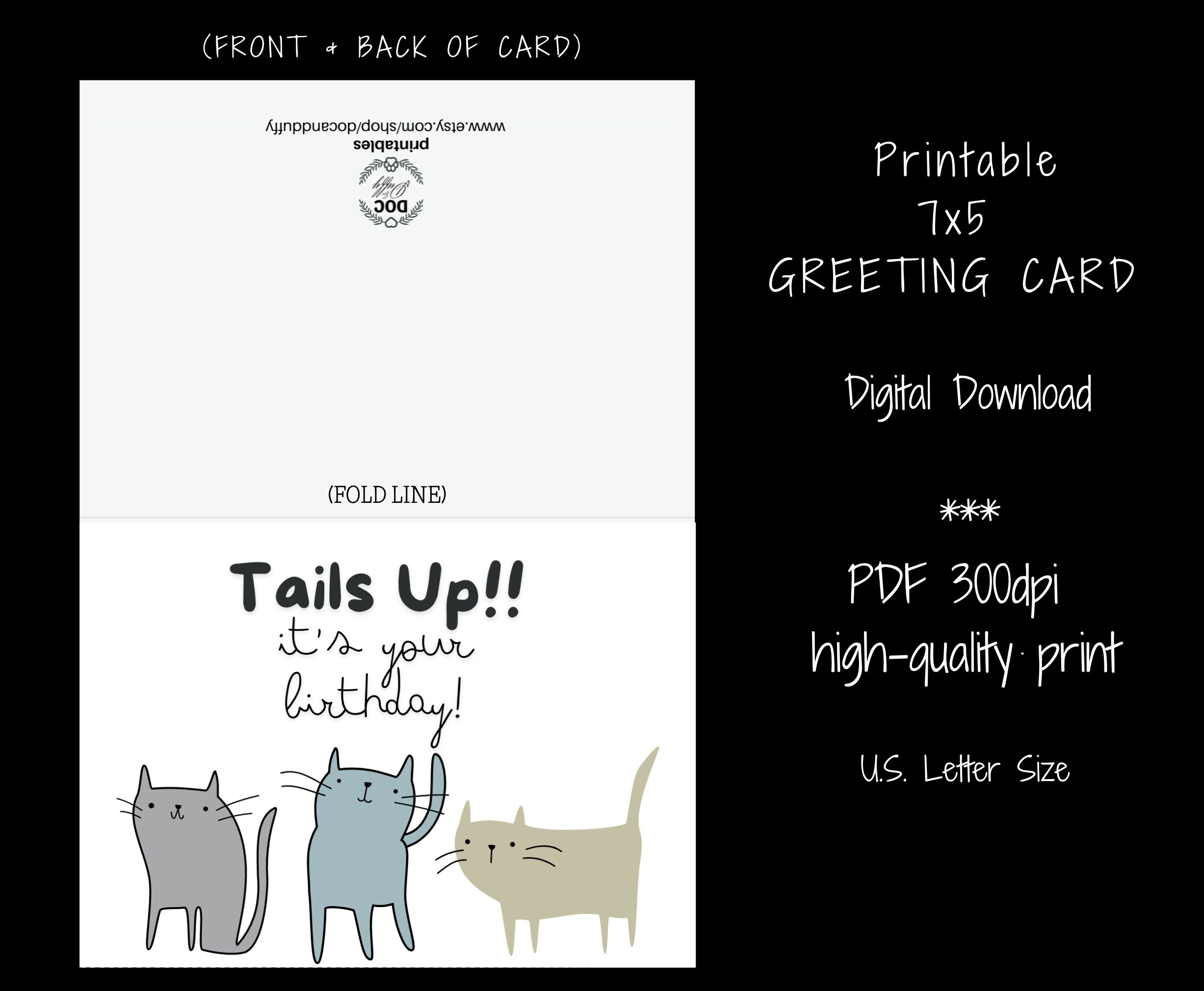 Cat Birthday Card Pdf, Birthday Card for Mom, Cat Lovers Birthday Card ...