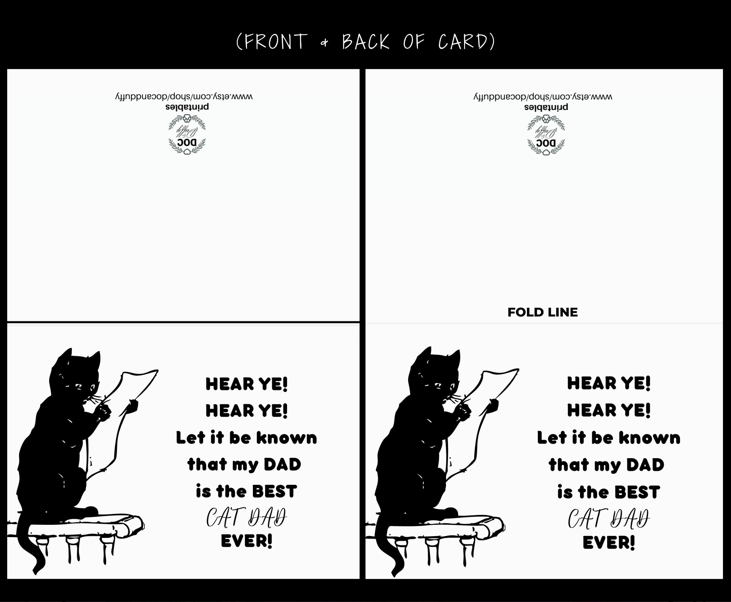 Printable Cat Dad Card, Father's Day Cat Card, From the Cat Father's