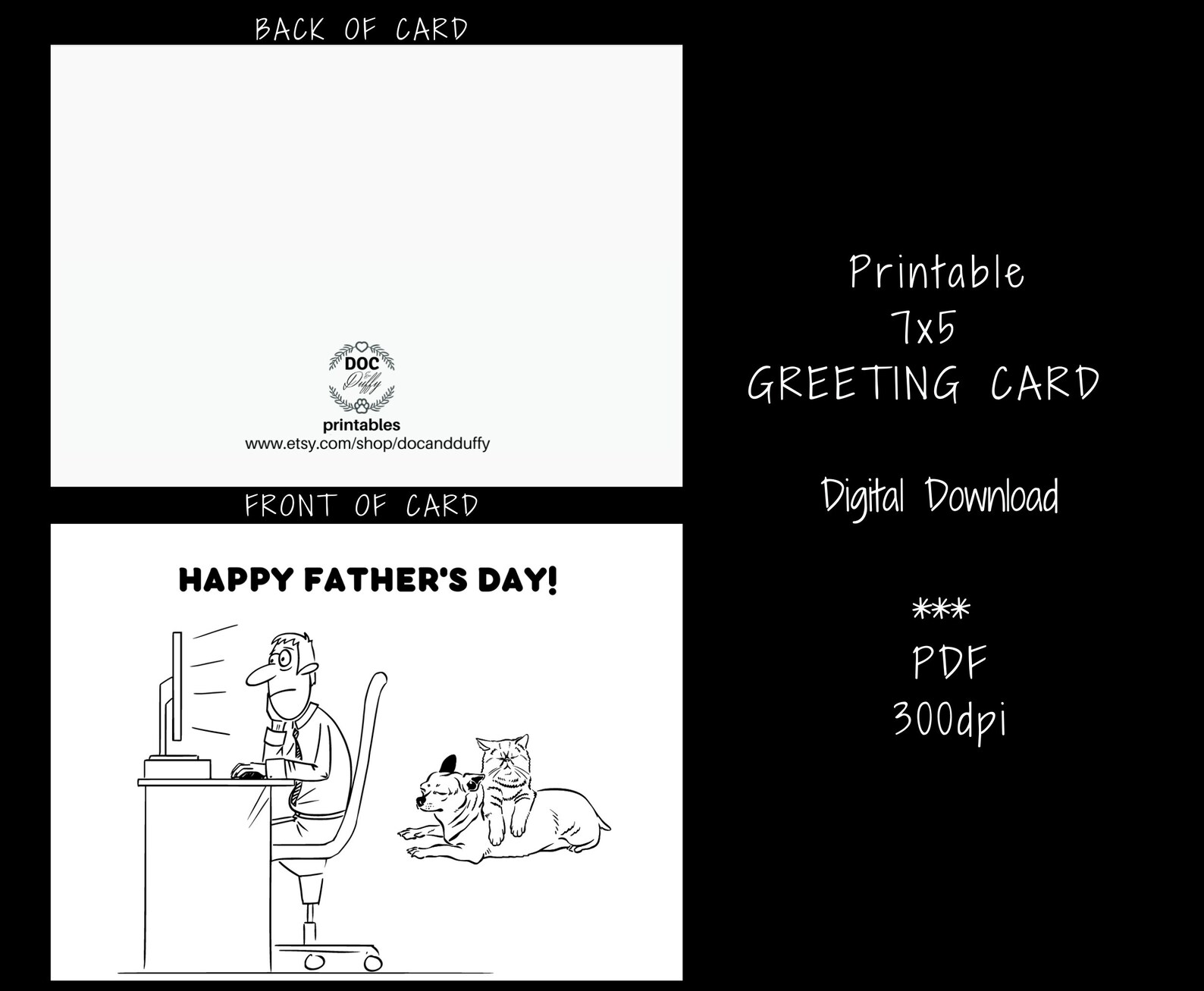 Printable Father's Day Card Printable Fathers Day Etsy